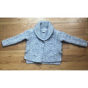 Gap Size 2 Heather Grey Wool Blend Cardigan Cable Knit Sweater